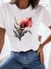 (Азиатский размер) Принт Женщины милый цветок тренд милая футболка Топ Футболка Женская Мода Женская Одежда с коротким рукавом Графические футболки