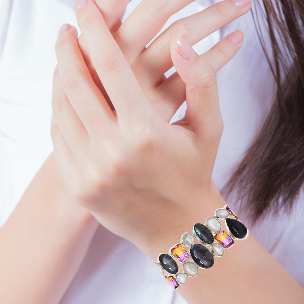 Ювелирное ожерелье и комплект из радужного лунного камня лабродорита 18-20''