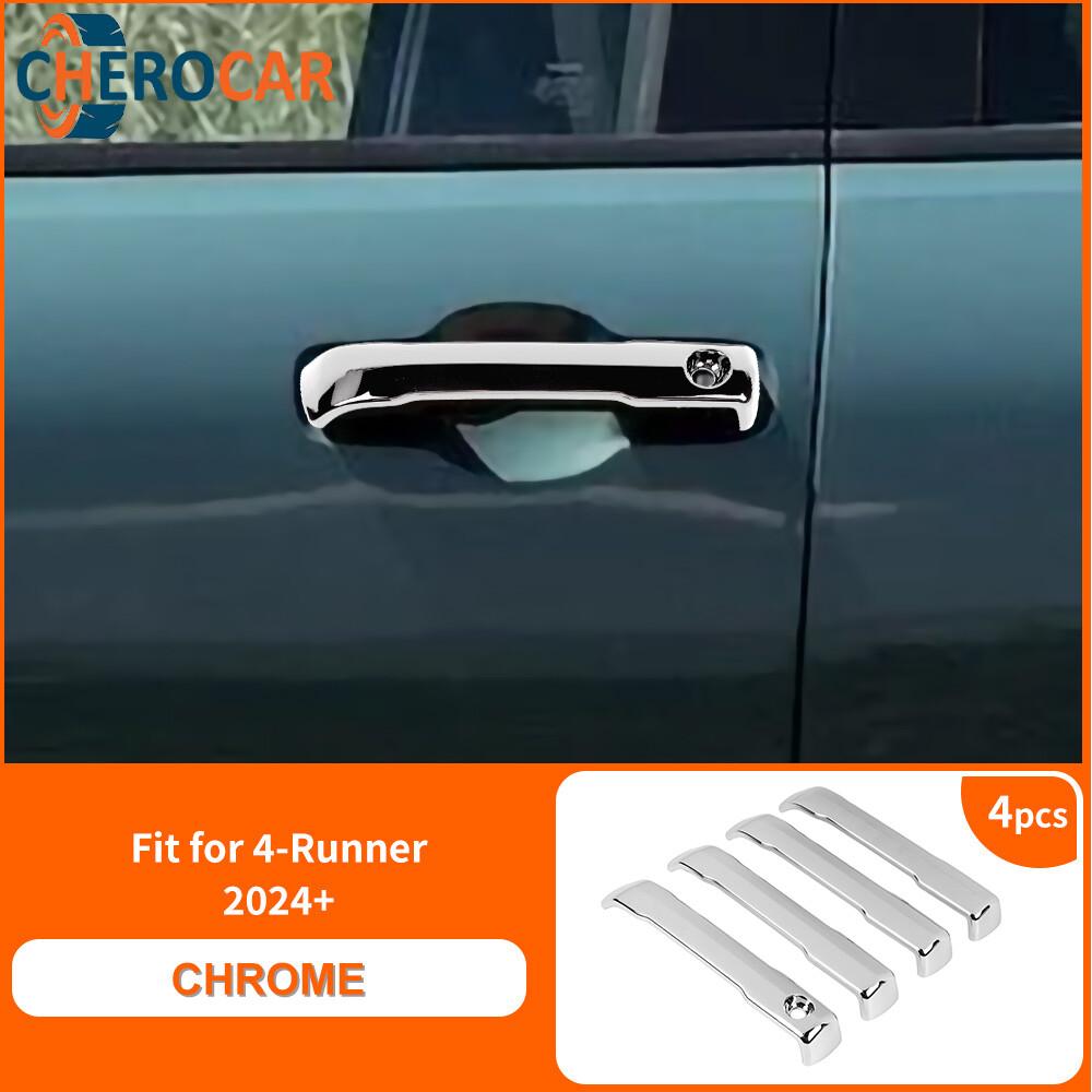 4PCS Chrome Door Handle Trim Accessories For 4Runner 2025+ No Smart Key Holes US