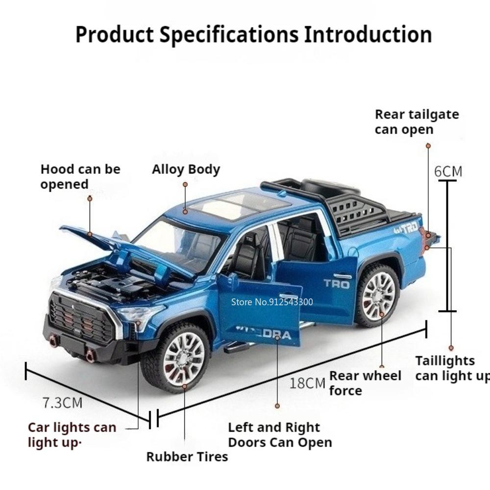 1:Модель пикапа ТУНДРА МАМОНТ в масштабе 32, игрушечная машинка с инерционным механизмом, звуком и светом, внедорожник, металлические литые модели, коллекция для мальчиков