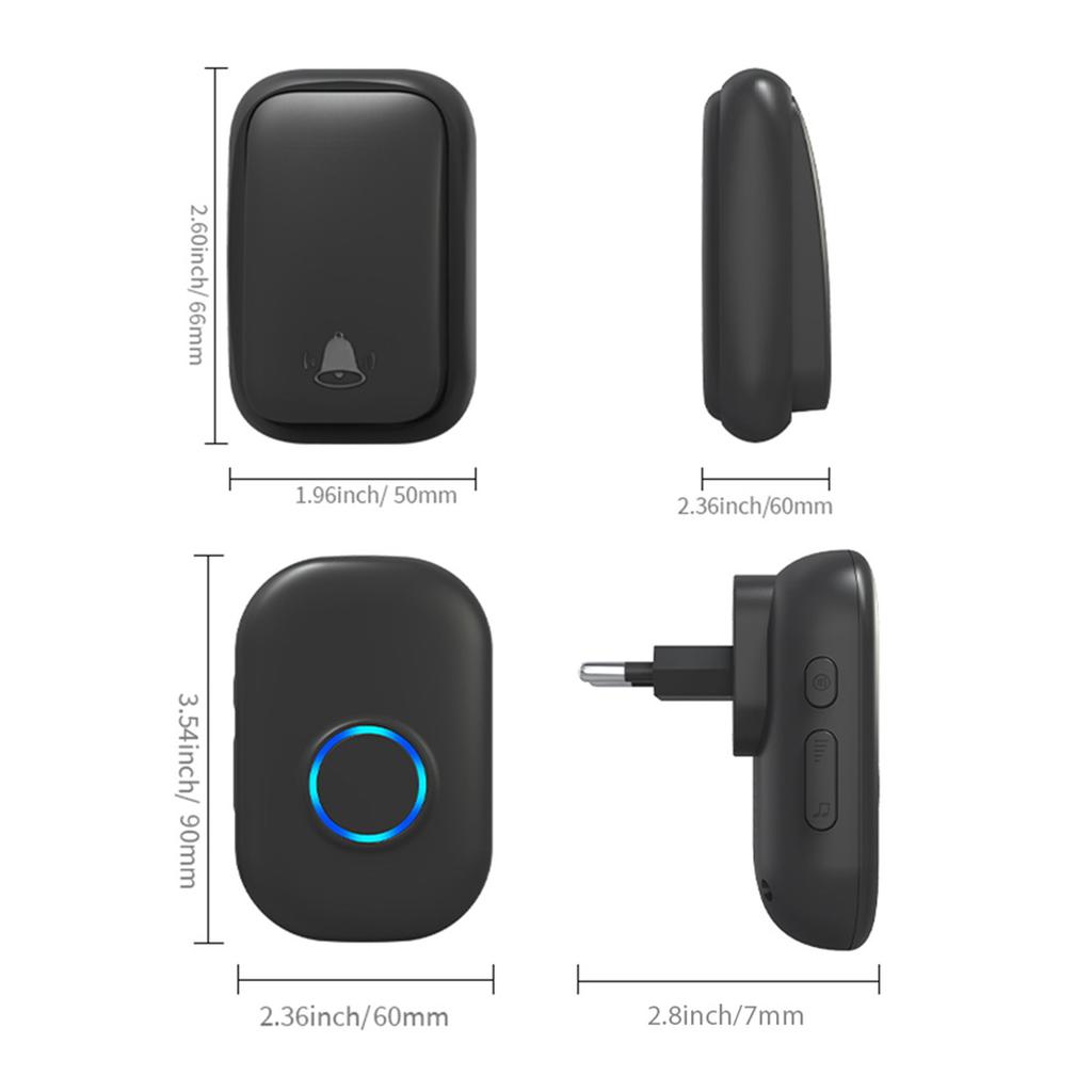 Wireless Door Bell IP65 Proof Doorbell Portable Doorbell Kit with 32 Music 4 Adjustable Volume Levels for Home Room