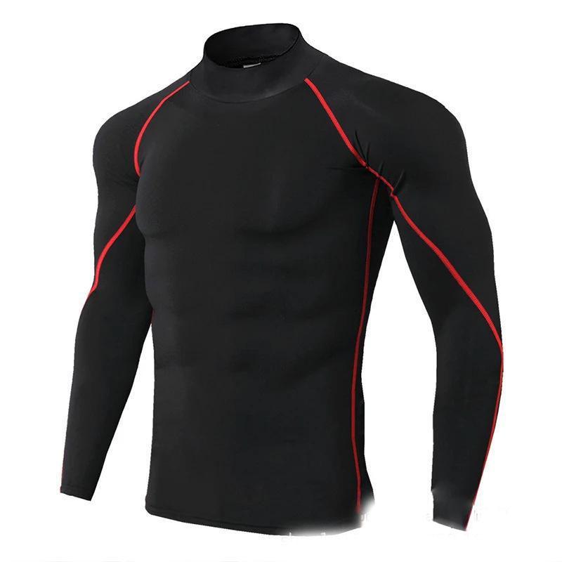 2024PRO Мужская облегающая футболка с высоким воротником и длинным рукавом для велоспорта, быстросохнущая