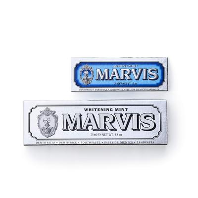 Зубная паста MARVIS White Mint x Aquatic Mint Value Set с освежающим мятным вкусом и прохладной мятой. Уход за полостью рта. Сделано в Италии.