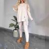 2024 Cross-Border Autumn/Winter Women's Solid Color Long Sleeve Crew Neck Top Set