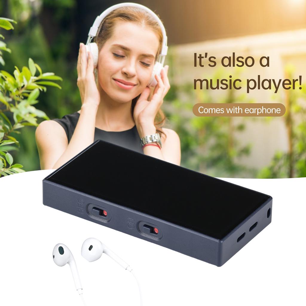 Цифровой диктофон, 16 ГБ, голосовая активация или запись с воспроизведением, MP3-плеер, 72 часа