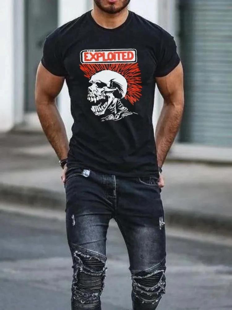 Skull Exploited T Shirt Unisex Gothic Trend Tshirt Unisex Tops Harajuku Punk Clothes Unisex Graphic Tee Shirts Retro Casual Streetwear