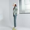 Ретро-брюки с высокой талией, прямые джинсы для женщин, Qiu Xiao, маленькие мужские брюки из старого материала, тонкие эластичные брюки-сигареты с девятью точками для женщин Qiu