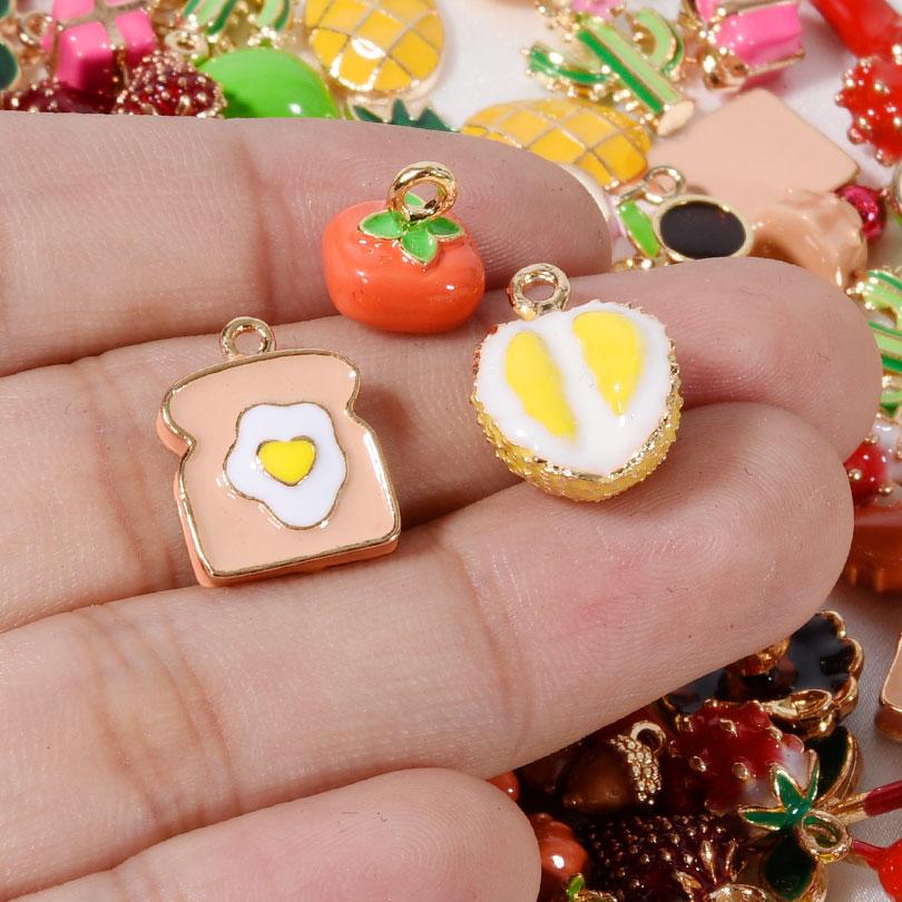 5/24 шт. Подвески для торта, кофе, еды, эмалированные, чили/клубника/вишня, для изготовления ювелирных изделий, оптом, DIY, подвески для браслетов, ожерелий