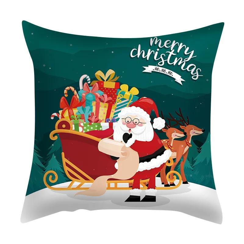 Christmas Set Luxury Home Decor Santa Claus Pattern Fashion Pillow Office Seat Cushion Cover