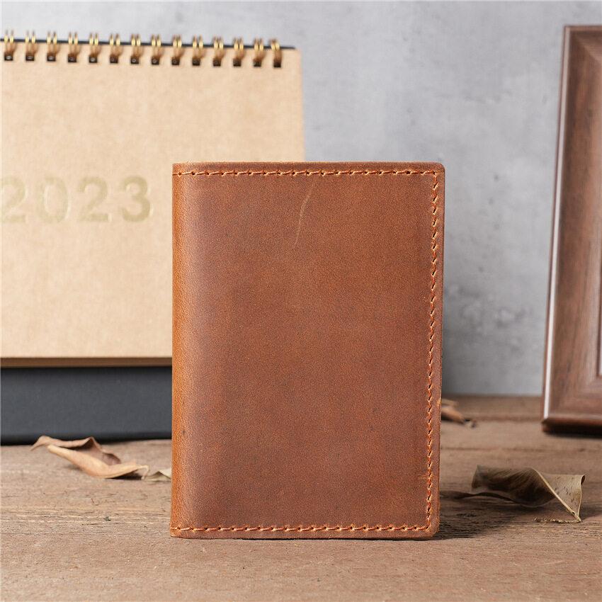 Кожаный мужской держатель для кредитных карт Crazy Horse, тонкий тонкий футляр для удостоверений личности, бумажник в стиле ретро, кошельки из натуральной воловьей кожи для мужчин