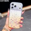 KEYSION Градиентный прозрачный чехол-бампер со стразами и блестками для iPhone 13 14 15 16 17 Pro Max 17 Air 16 Plus, с защитой камеры, ударопрочная задняя крышка