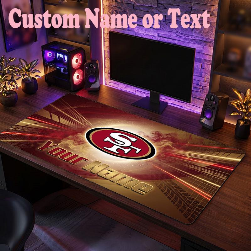 San Francisco 49ers Customized Name Text Mouse Pad, Large Desk Mouse Mat Personalized Home Office Present