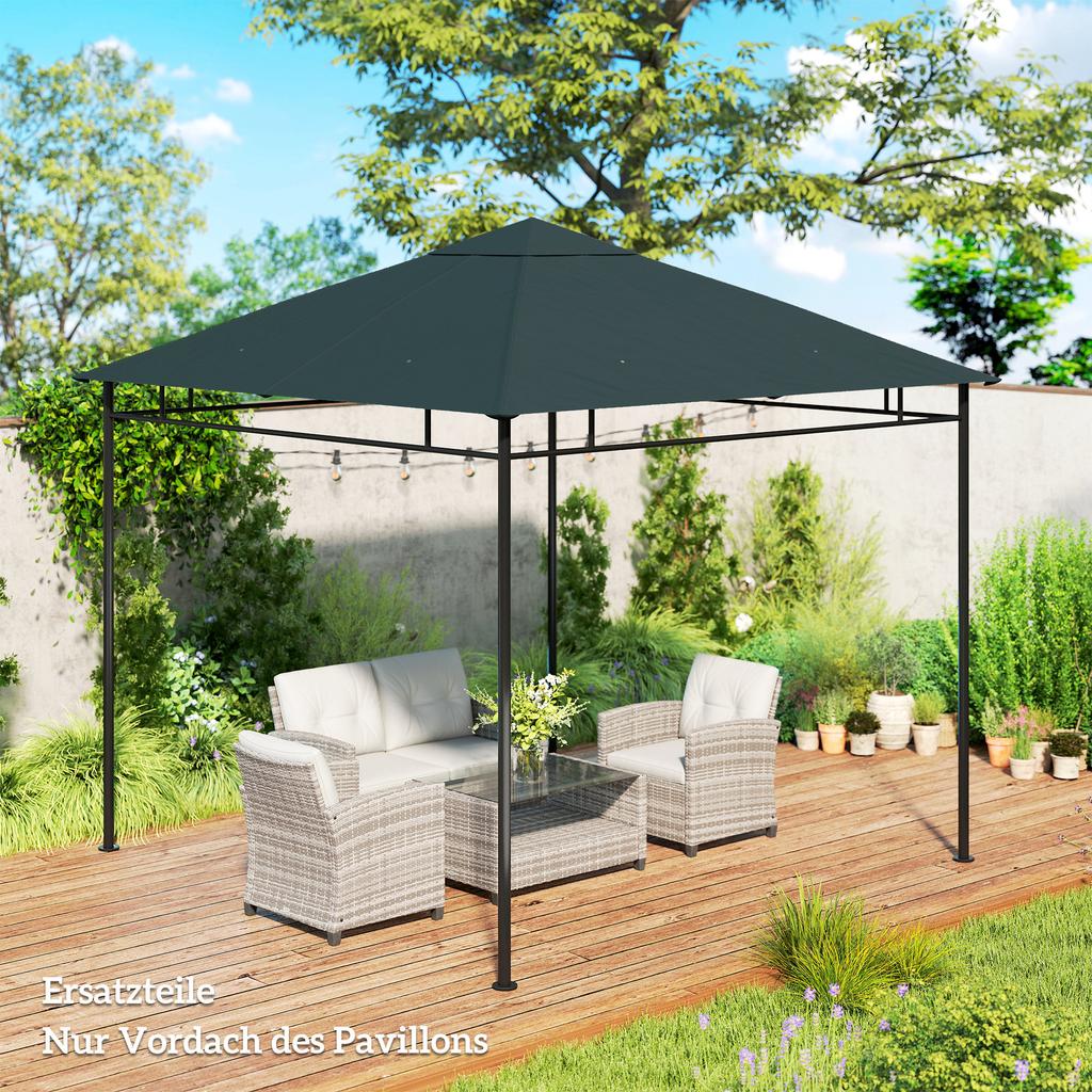 3 x 3 m Gazebo Canopy Replacement Cover, Garden Gazebo Roof Replacement, TOP COVER ONLY, Charcoal Green