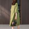 Women Shirt Dress Lapel 3/4 Sleeve High Waist Midi Dress Solid Color Loose Fit Summer Dress Office Lady Wear
