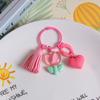 With Tassel Sweet Resin Tulip Keyring Young Girl's Heart Tulip Flower Keychain Pendant   Girls