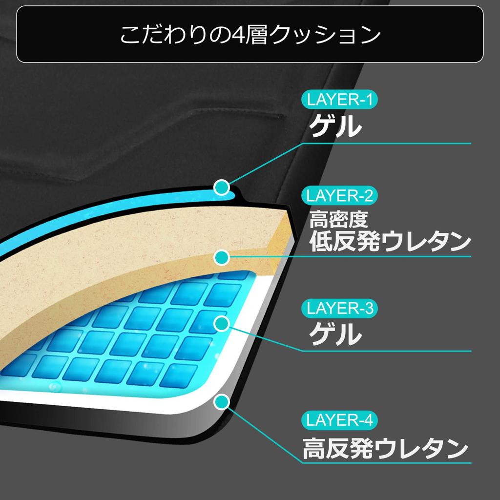 Bauhutte Gaming Cushion Large Spreads the Seat Flat Cushion for Gaming Chairs - - BC-150G-BK