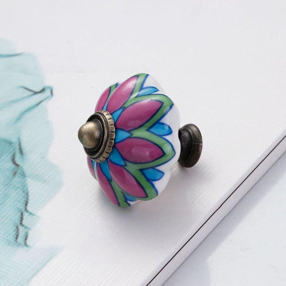 Керамика и сплавы Винтажная дверная ручка Разноцветная мебельная ручка-тыква для гардероба