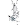 Super Cubic Zirconia Silver Pair Couple Dolphin Necklace Accessory Ladies Present Pouch Set [Miaomyao]