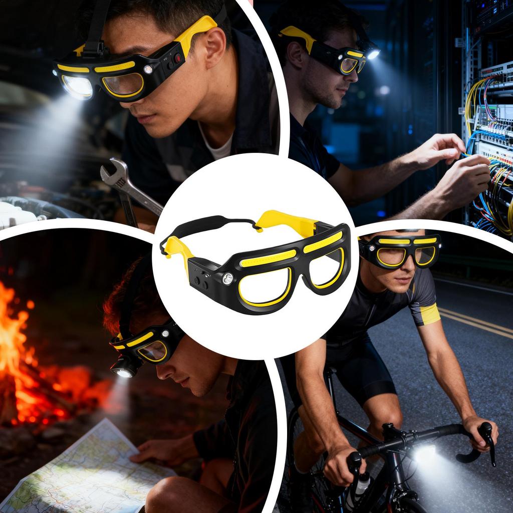 Легкие очки 5 режимов Водонепроницаемые Перезаряжаемые Очки Датчик движения и Сенсорное управление Светодиодные очки-фара для бега рыбалки