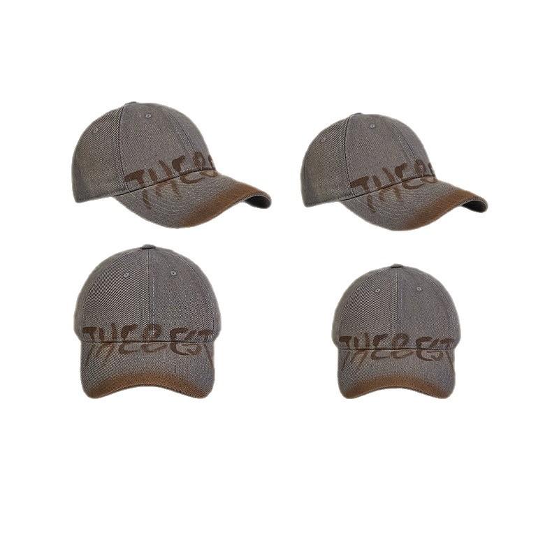 Letter gray baseball cap for women, wide brim, large face, duckbill cap, large head circumference hat