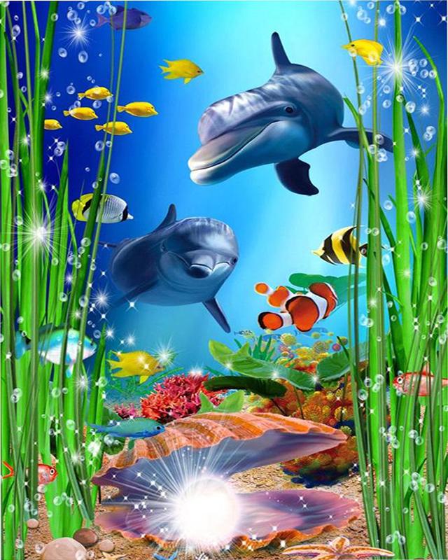 Алмазная картина, полная круглая квадратная дельфины, 5D DIY, Алмазная вышивка, вышивка крестиком, морской пейзаж, стразы, мозаика, настенное искусство
