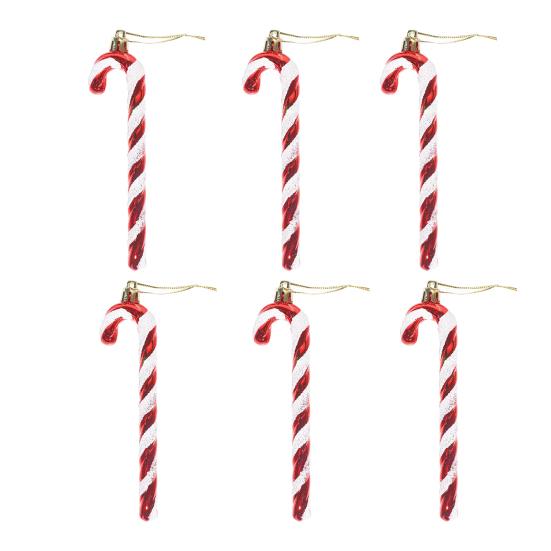 6 Pcs Candy Cane Christmas Ornament Plastic Twisted Candy Cane Christmas Tree Hanging Decoration for Xmas Tree Holiday Party Supplies