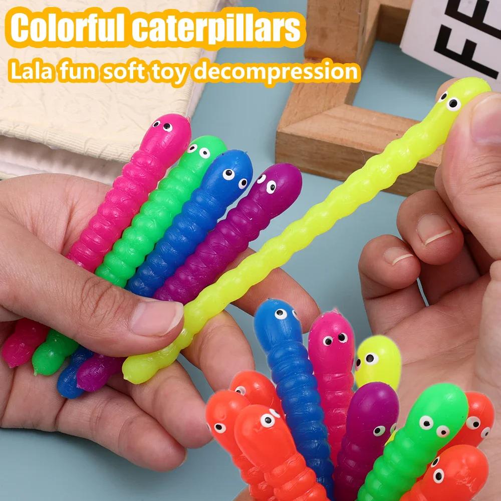 Colored caterpillar Pull Worm Noodle Fidget Toys Stretch String TPR Rope Anti Stress String Stress Relief Autism Vent Toys