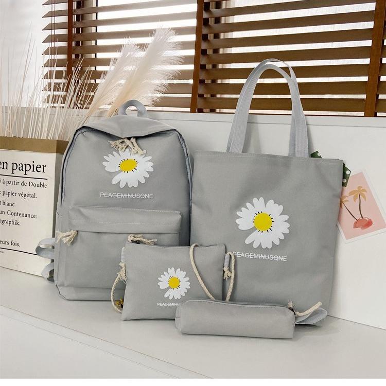 4Pcs/Set Women School Backpacks Schoolbag Canvas For Teenagers Girls Student Book Bag Boys Satchel