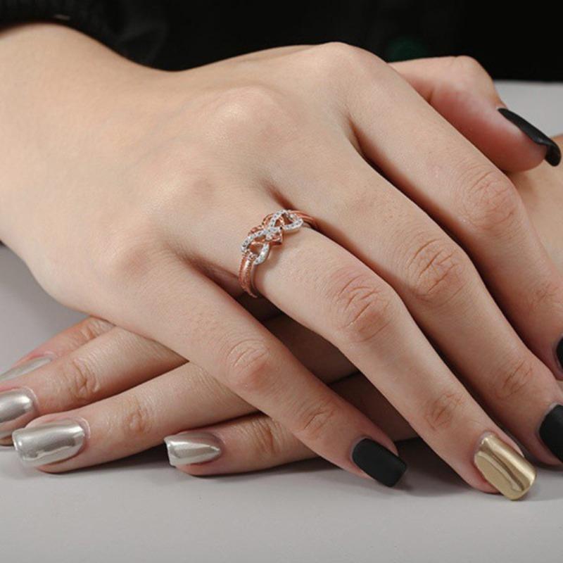 Женские кольца Huajie Форма сердца с розой Двухцветные Циркониевый Крест Сладкие Новые Кольца для Леди Изящные Аксессуары Модные