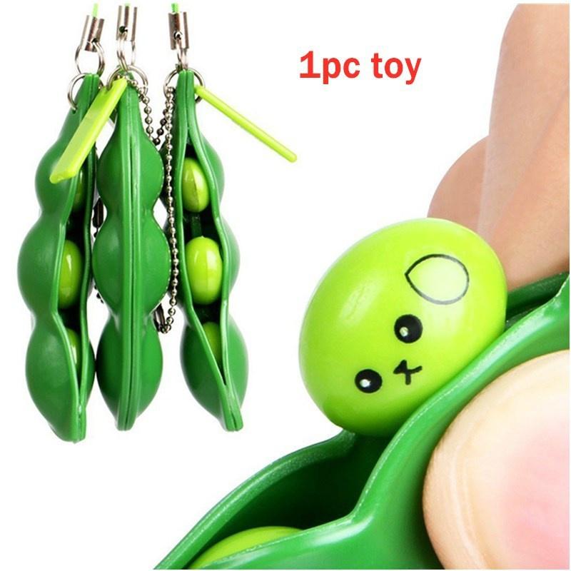 1PC Infinite Squeeze Edamame Toys Peas Keychain Pop It Fidget Squishy Arrow Adult Stress Toy KTY