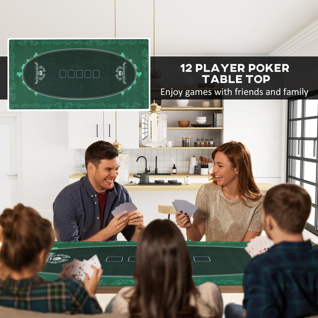 Professional Poker Mat 12 Player Water Resistant Poker Table With Felt Surface Carry Bag Green