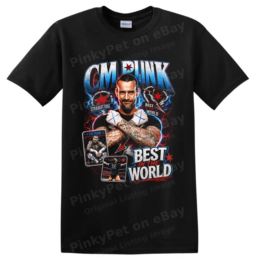 CM Punk Футболка для рестлинга Портрет звезды Чикаго Жесткая борьба на ринге Фан-арт Футболка