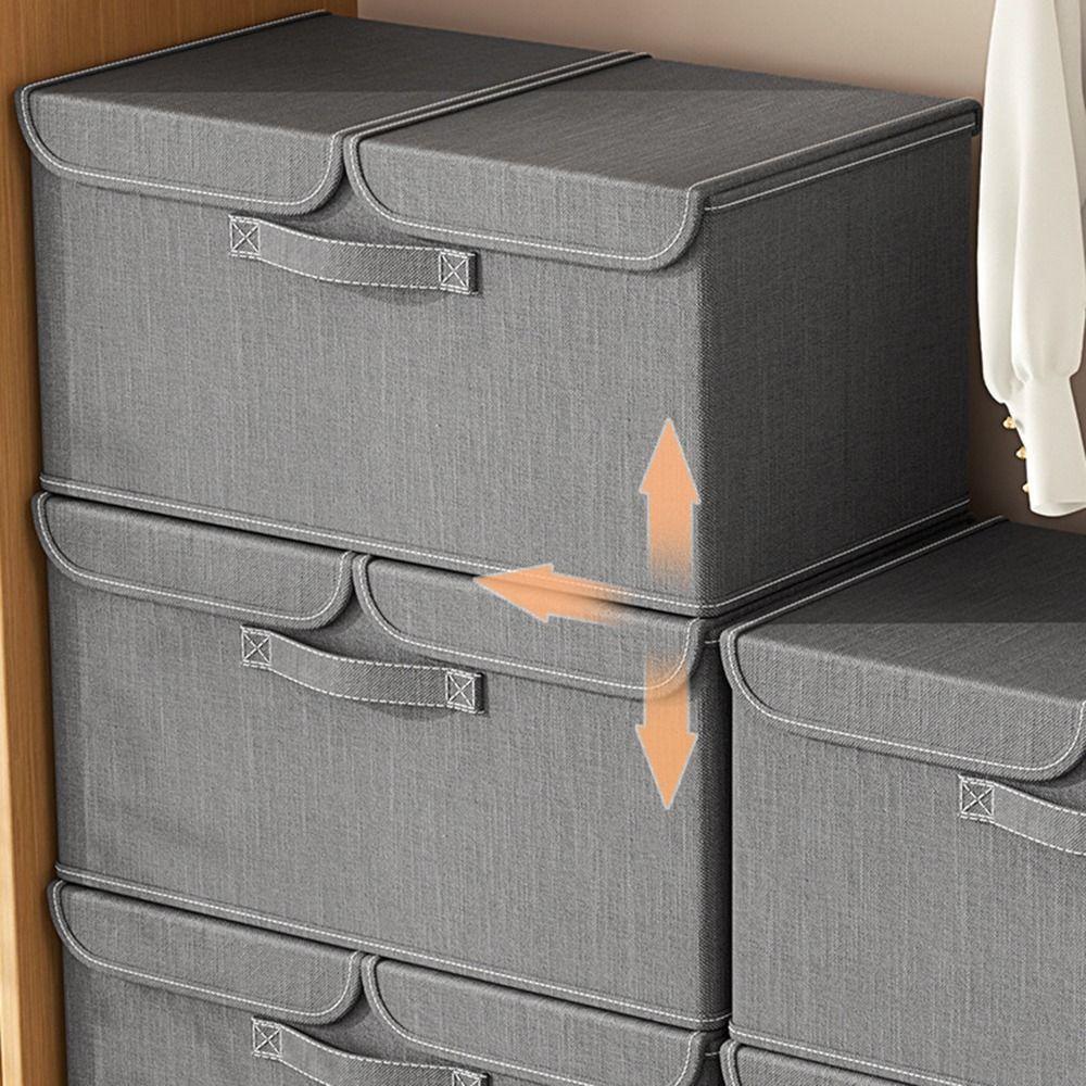 Reinforced Handles Closet Storage Container Dustproof Lid Fabric Storage Bins Blankets Storage
