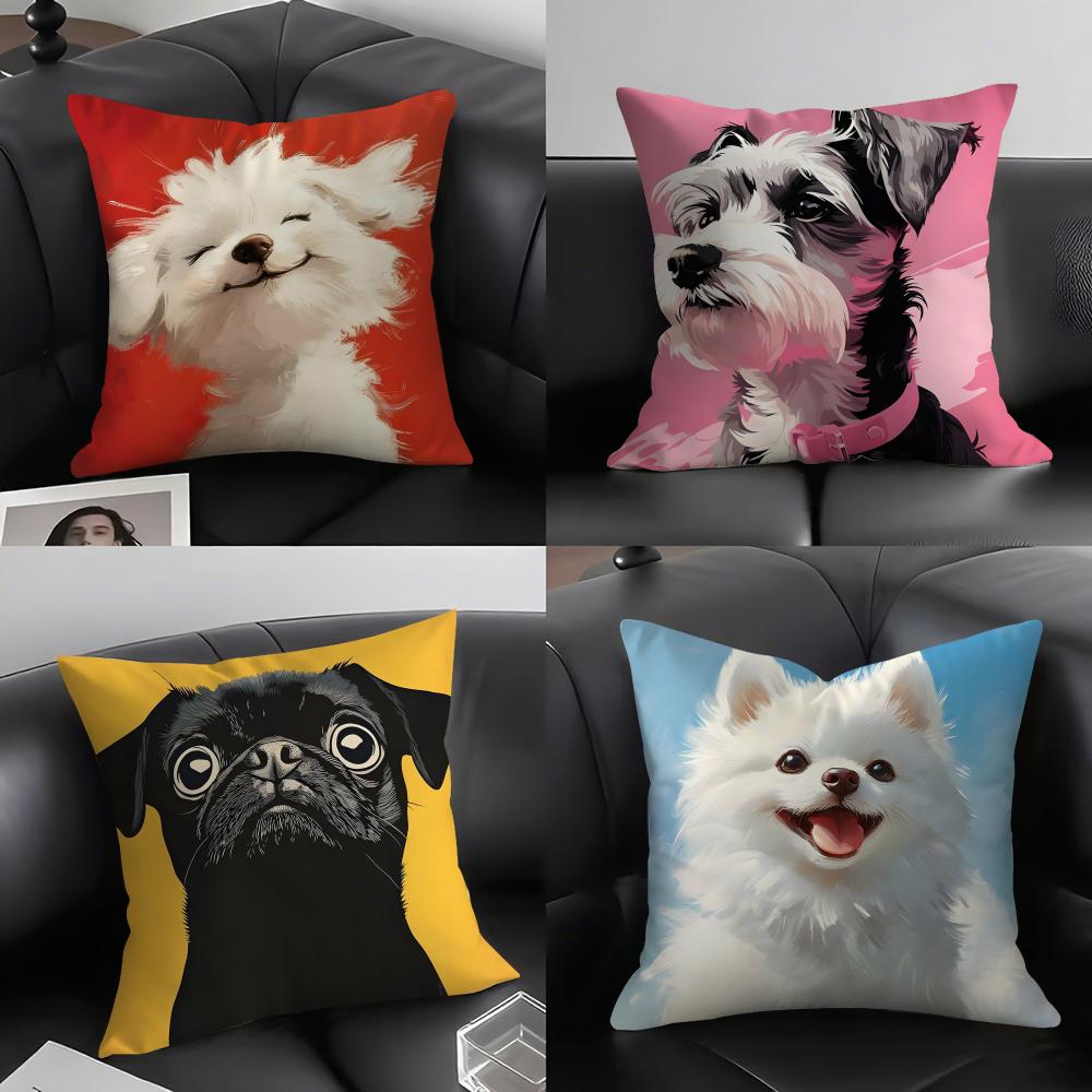 Dog Cute Cushion Cover Pillowcase Ultra Soft Skin Friendly Fabric Cloud Like Comfort  Concealed Zipper