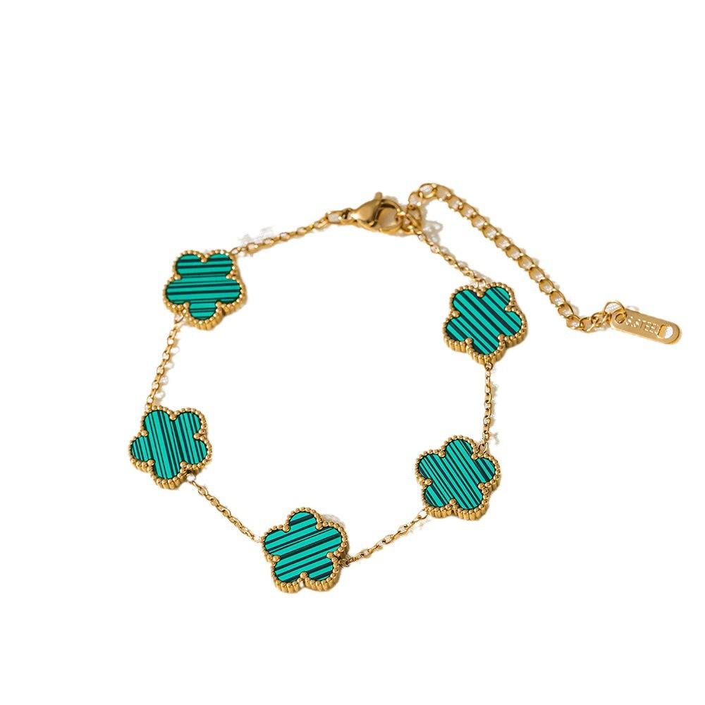 Популярный пятилистный цветок пятицветный двухсторонний лепестковый браслет мода универсальный тренд ювелирные изделия женщины