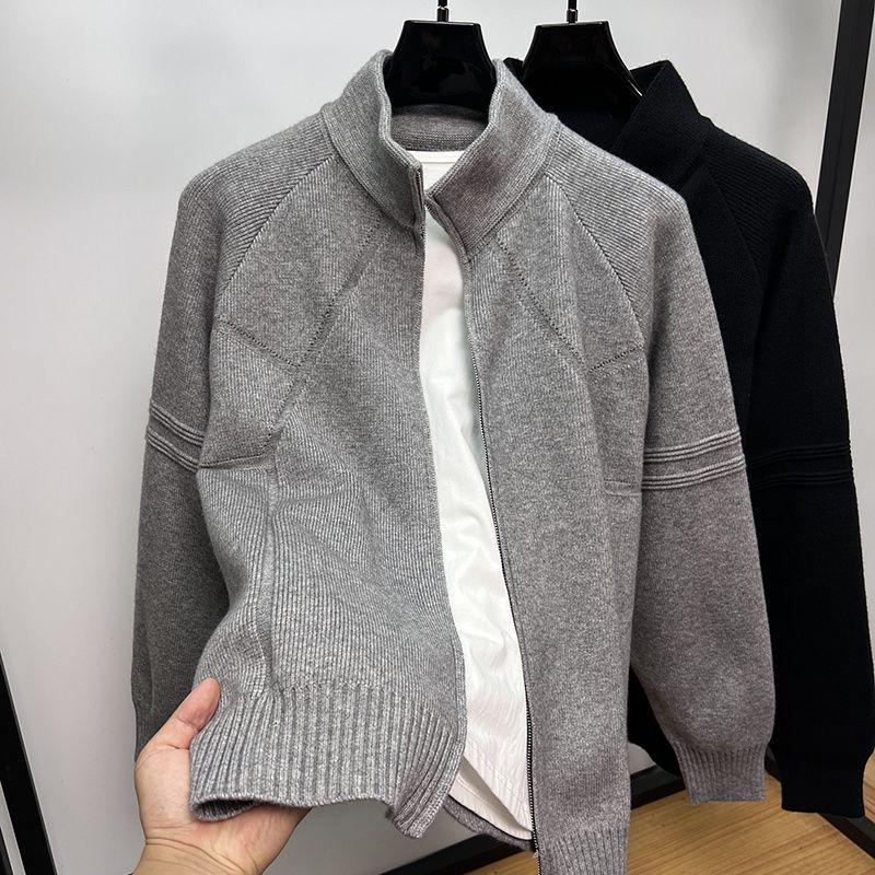 Изысканный мужской модный вязаный кардиган на молнии для осени/зимы: Свободная, Небрежная Верхняя одежда
