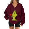 Women's Loose And Comfortable Letter V-neck Sportswear Long-sleeved Sweatshirt Daily Matching Clothes