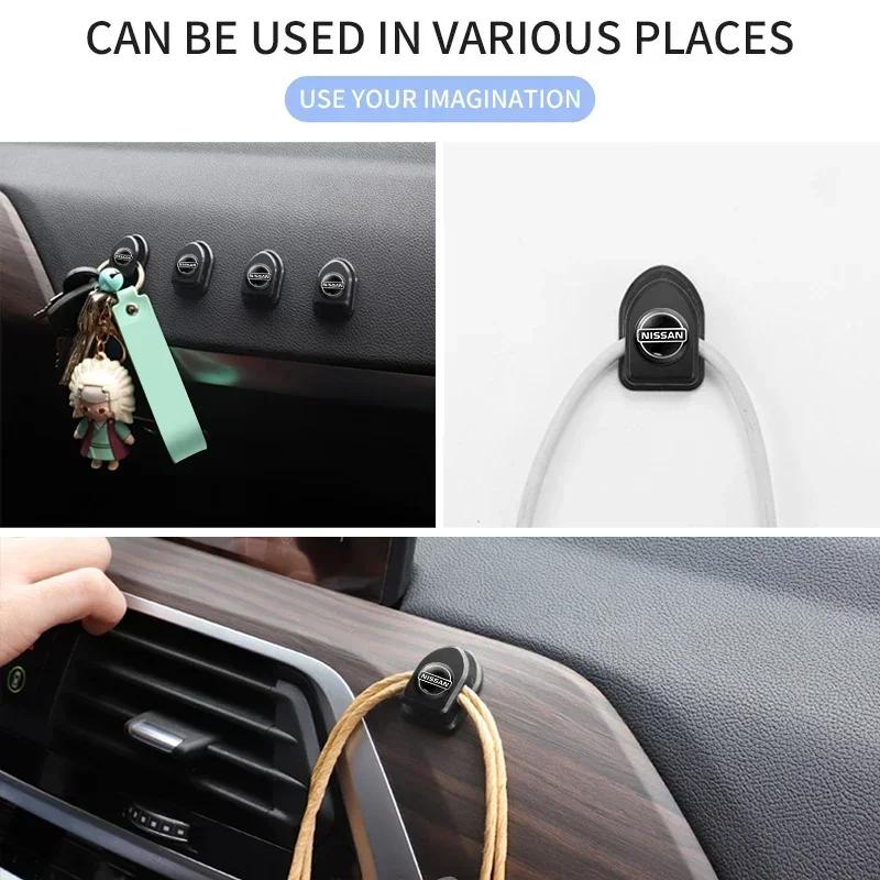 1/2/4PCS Car Hanging Storage Adhesive Hooks Organizer Holder For Nissan Nismo Juke Note Versa Almera X-Trail Xterra Qashqai