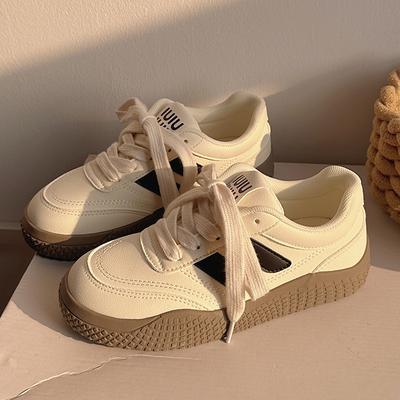 Кеды корейские универсальные маленькие белые женские повседневные новые женские осенние немецкие тренировочные шикарные2025 студенческие ретро бежевые