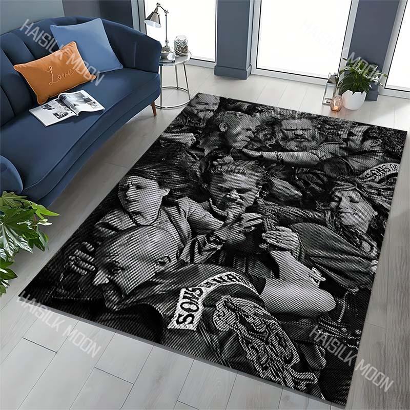 1PC Motorcycle gang intense fight Carpet for Living Room Bedroom Sofa Home Decor Rus Non-slip Floor Mat Luxury Gift