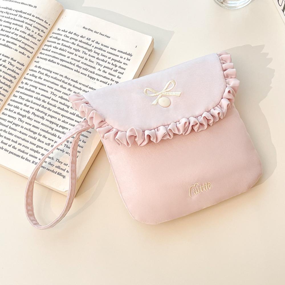 Bowknot Sanitary Napkin Storage Bag Cotton Cloth Bow Makeup Bag Creative Mini Cosmetic Bag Women