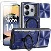 Xiaomi Redmi Note 14 5G Case with Invisible Ring + 2 Tempered Glass - Navy Blue