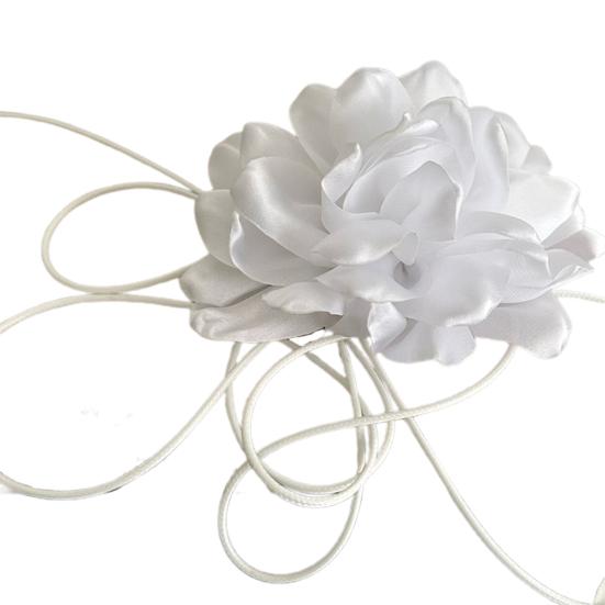 Ожерелье-чокер в стиле ретро с цветком, однотонное элегантное ожерелье с регулируемым воротником на шнуровке