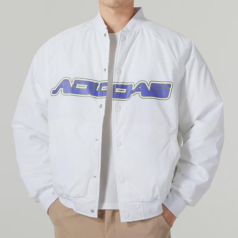 adidas Solid Letter Shoulder Insert Casual Cotton Jacket Asia Sizing 'White Blue' Men's IK2411