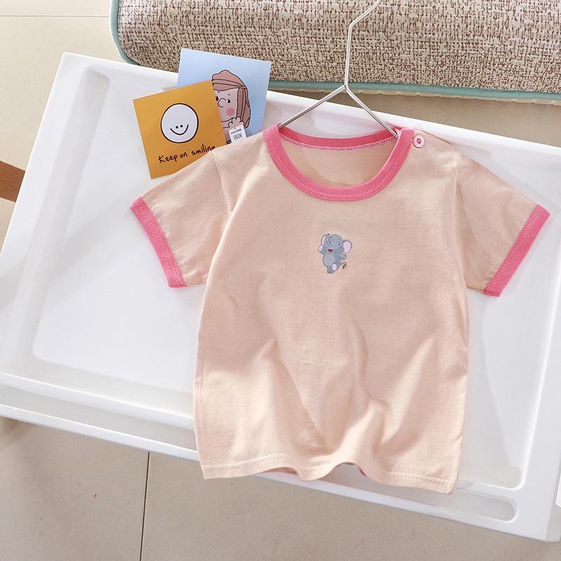 Детская хлопковая футболка с рисунком: Летний топ с коротким рукавом для мальчиков и девочек, новый корейский стиль