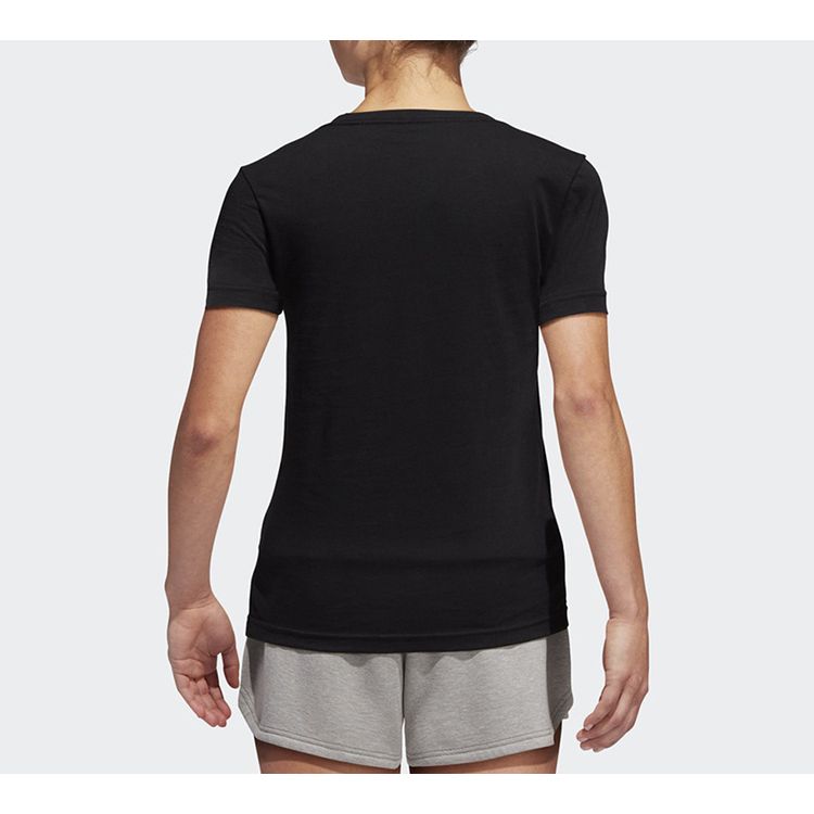 Adidas Женская футболка с коротким рукавом с глянцевым буквенным логотипом, черные топы DV3025