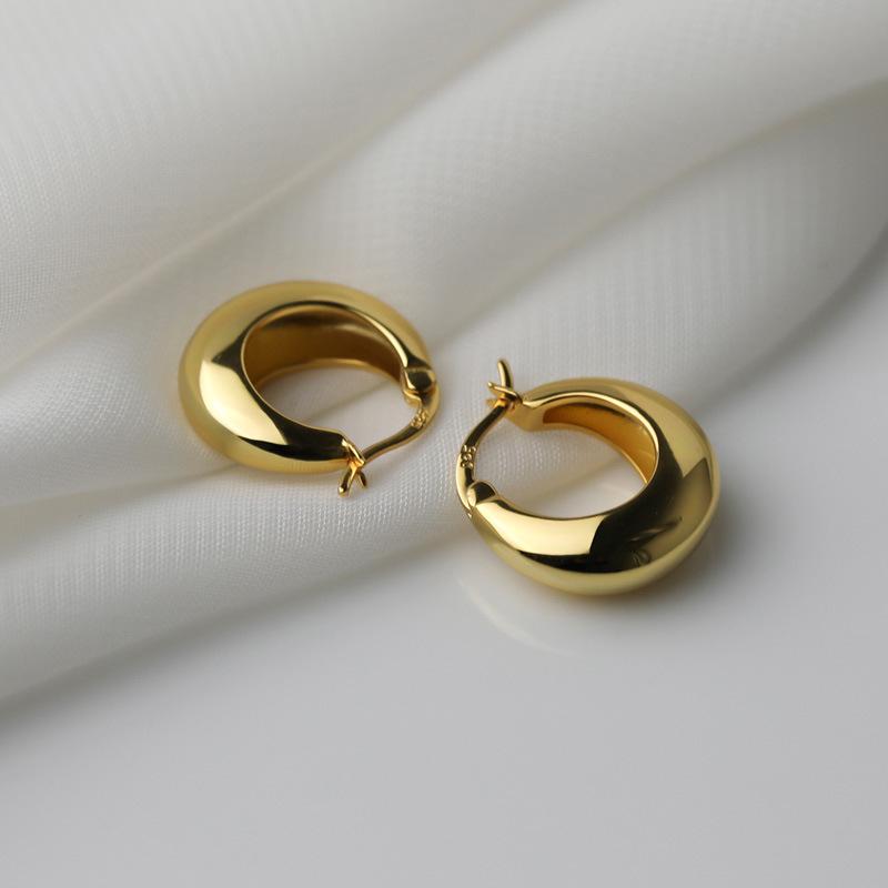Korean S925 Geometric Halo Hoop Earrings for Women - Elegant and Classic Design