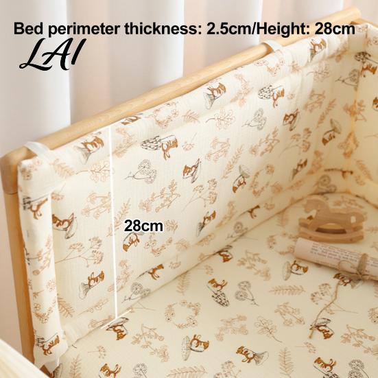 Breathable Cotton Crib Liner Bumper Pad for Newborns Anti-collision Fixed Quilting Stable Toddlers Bed Liner Easy Install Soft Protective