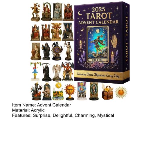 Tarot Advent Calendar 2025 24 Collectible 2D Tarot Card Figures Ornaments Set
