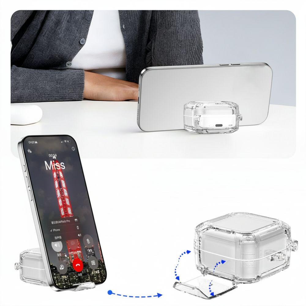 with Phone Stand Protective Case Transparent Earbuds Cover for Samsung Galaxy Buds4/4pro Travel